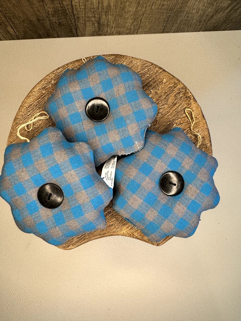 Fabric Button Ornaments Set of 3 Home Decor Gift NEW FAST Ship Boho